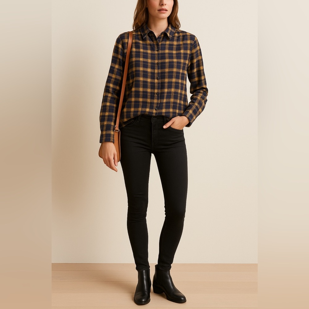 Scotch & Soda Checkered Shirt in Blue and Yellow